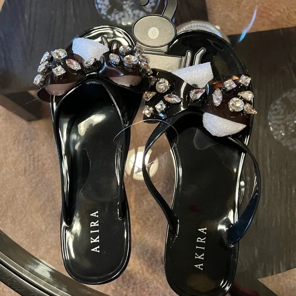 Black Akira jelly sandals with bling - Picture 1 of 3